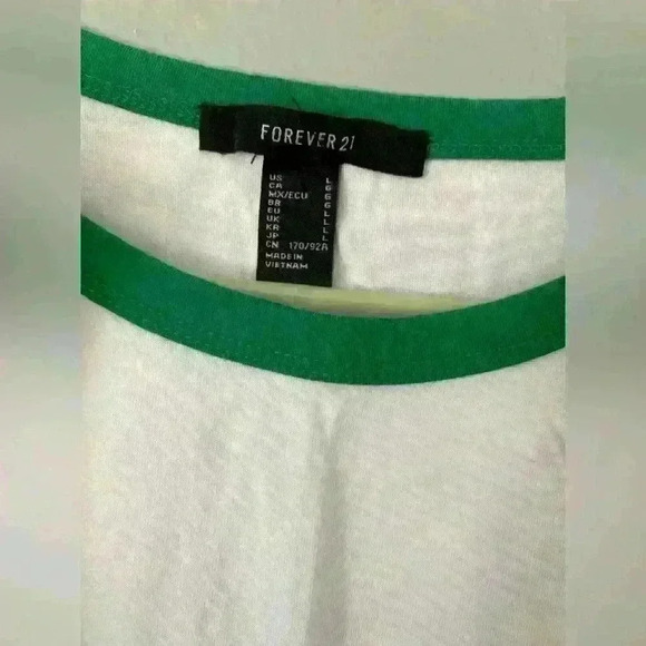 ❤️ Never Worn Oversized Green & White Short Sleeve Crop Large - Picture 4 of 5